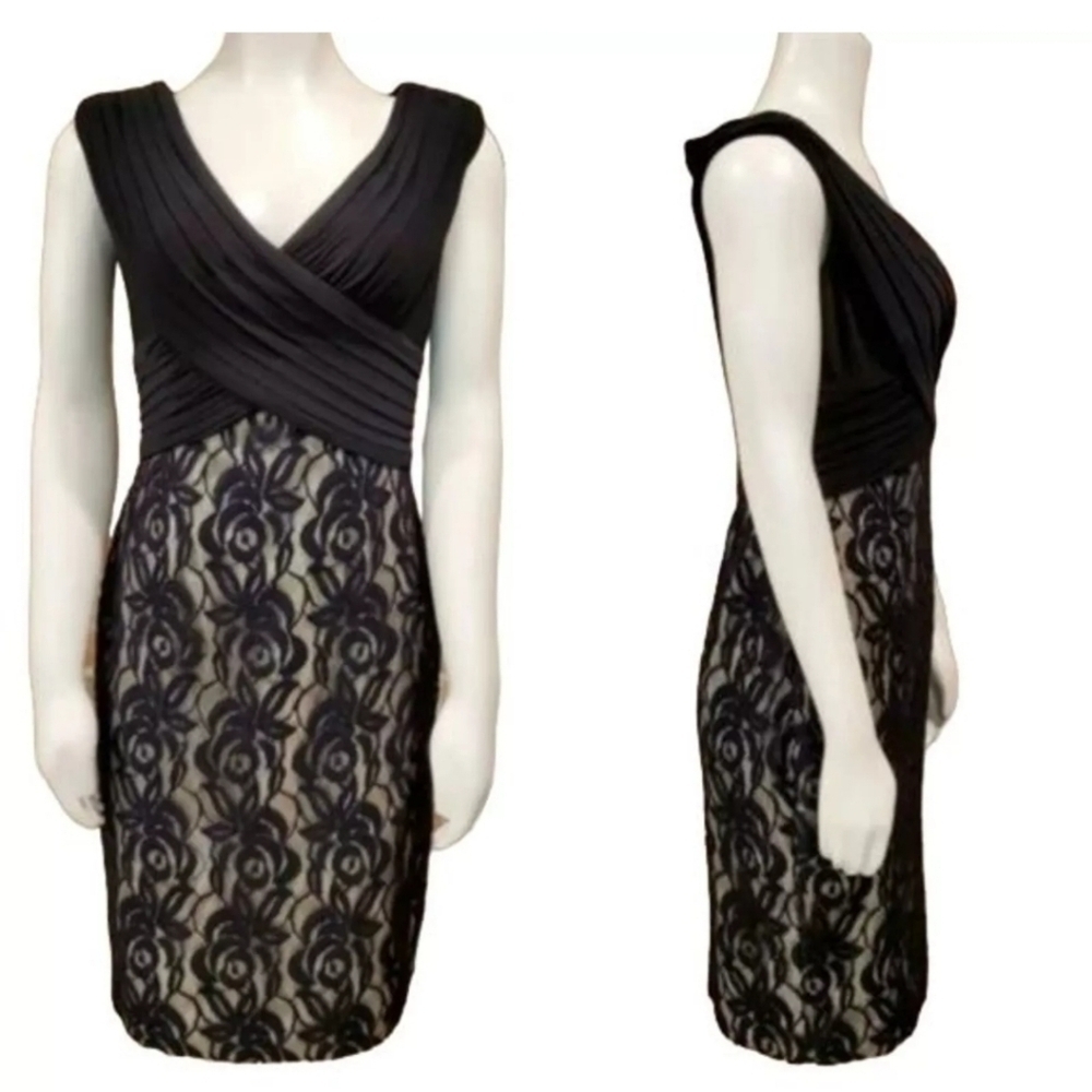 Adrianna Papell Black Lace Dress